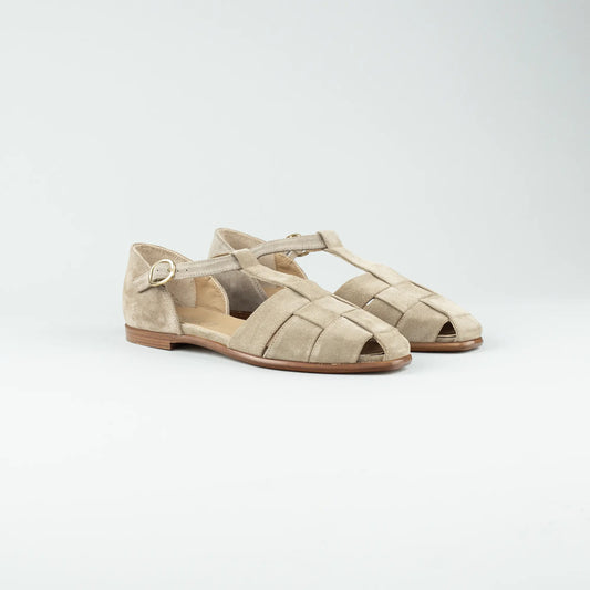 Aruci Sandalen – Grob Geflochtenes Velourleder Beige | Handgefertigt in Italien