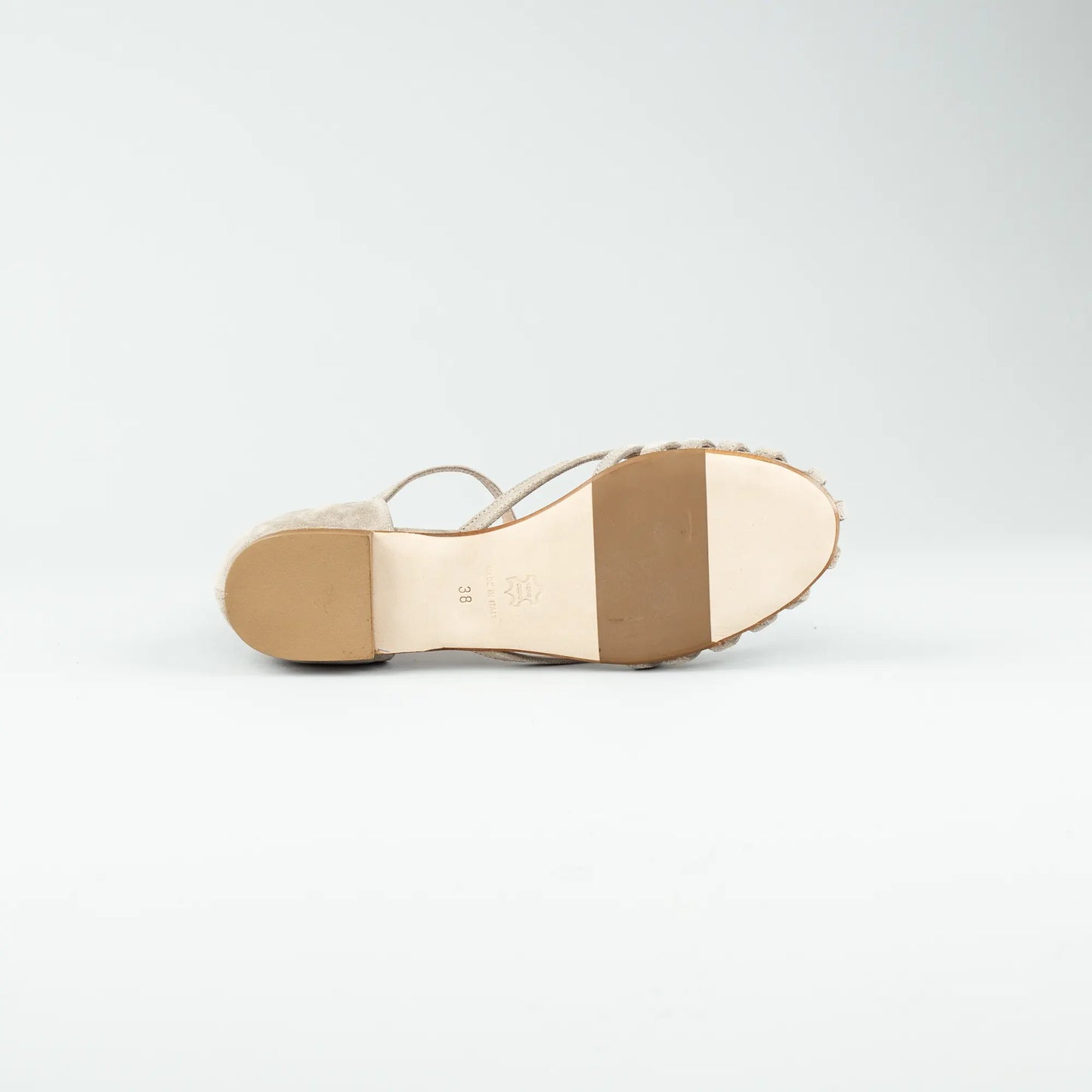 Aruci Sandalen – Feine Riemchen | Velourleder Beige | Handgefertigt in Italien