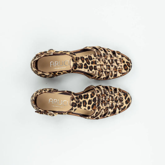 Aruci Sandalen – Echtes Lederfell mit Leoparden Druck | Handgefertigt in Italien
