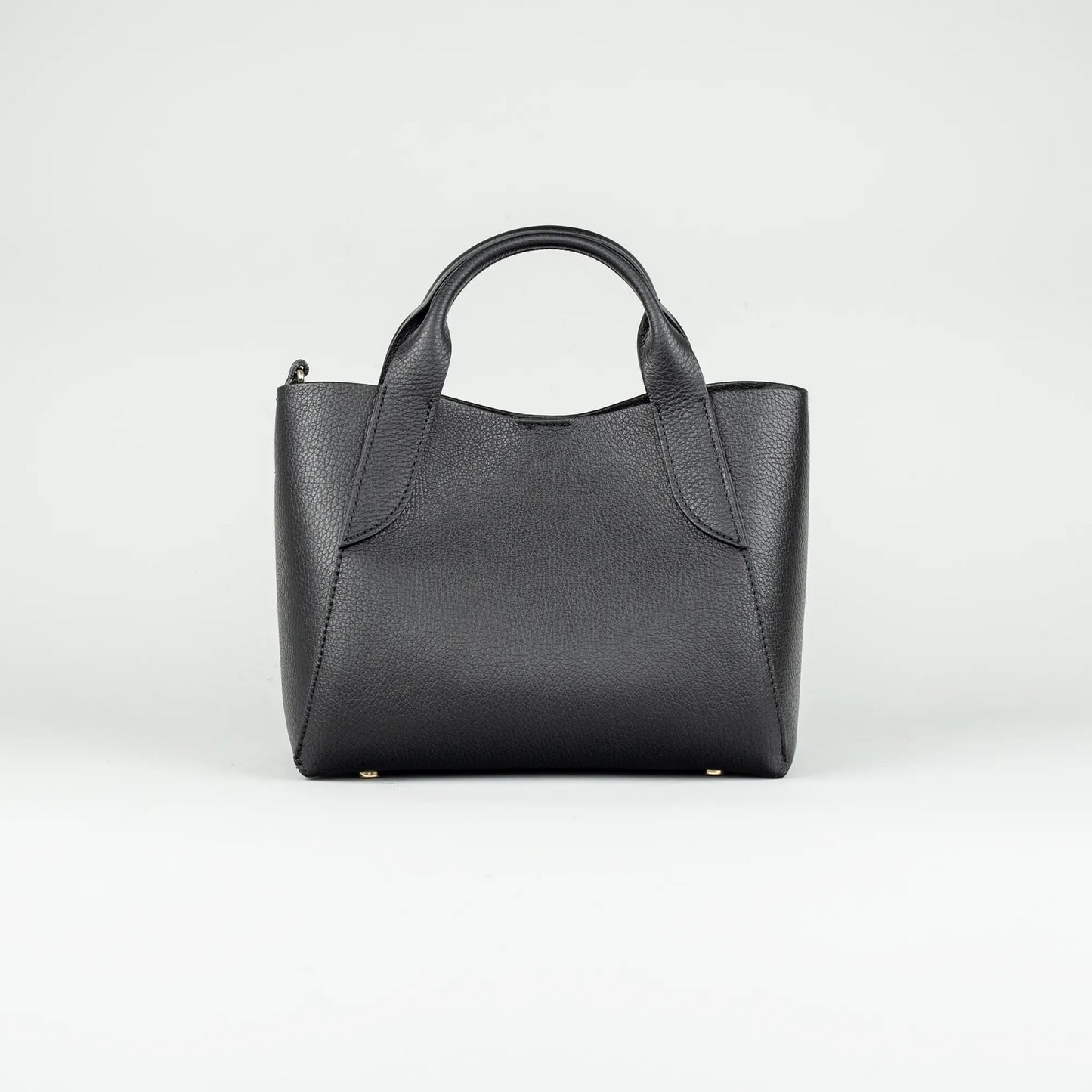 Damen Handtasche Schwarz – Leder mit Reißverschluss, Made in Italy