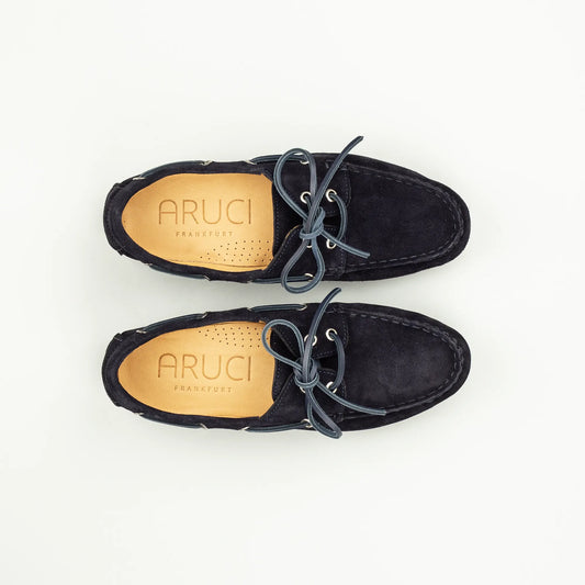 Aruci Bootschuh Blau – Veloursleder, Handgefertigt in Italien