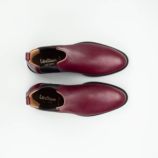 Voltan – Chelsea Boot Geprägtes Kalbsleder Bordeaux | Handmade Italy | Premium Damenschuh