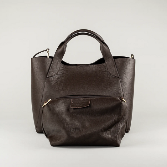 Aruci – Damenhandtasche aus braunem Glattleder