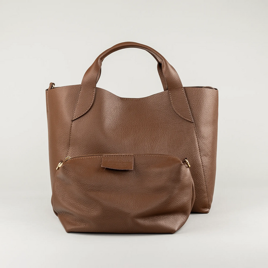 Aruci – Damenhandtasche aus mittelbraunem Glattleder
