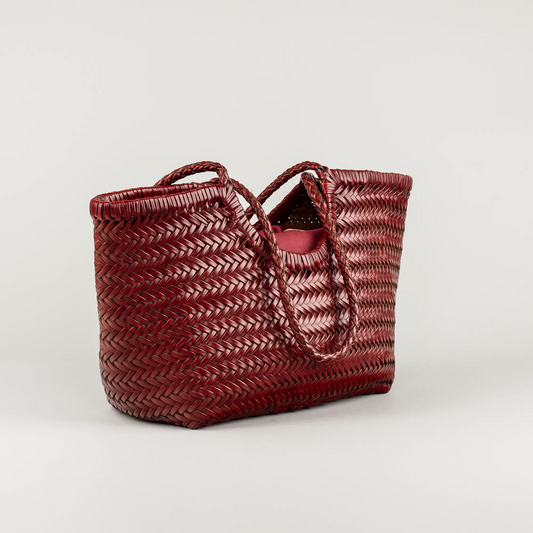 Aruci – Damenhand- und Schultertasche aus rotem geflochtenem Leder