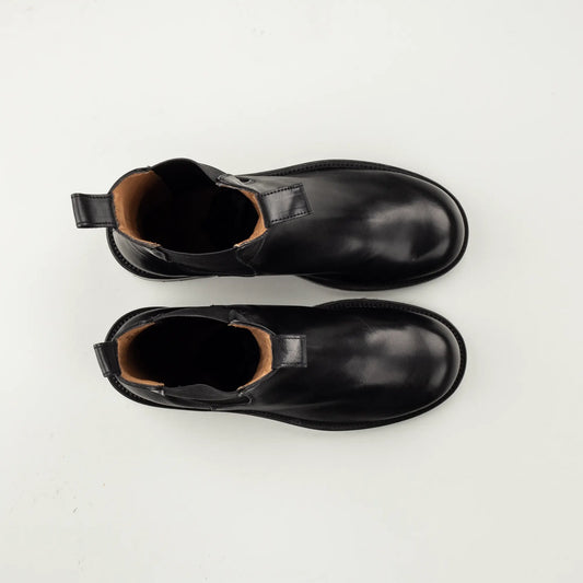 Elia Maurizi Hoher Chelsea-Boot aus schwarzem Kalbsleder | Handmade in Italy