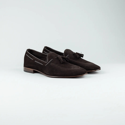 Aruci Tassel Loafer – Feinstes Velourleder Dunkelbraun | Geflochtene Kordel | Handgefertigt in Spanien