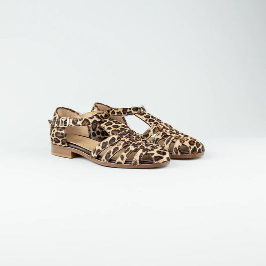 Aruci Sandalen – Echtes Lederfell mit Leoparden Druck | Handgefertigt in Italien