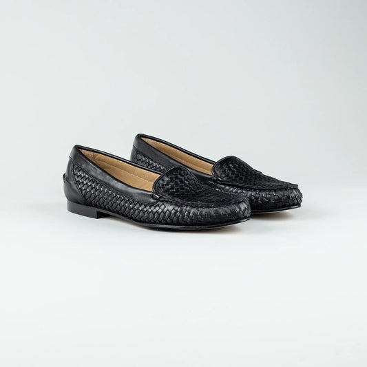 Aruci Loafer – Geflochtenes Nappa Leder Schwarz | Ledersohle | Handgefertigt in Italien
