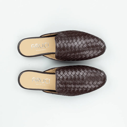 Aruci Mules – Geflochtenes Nappa Leder Braun | Handgefertigt in Italien