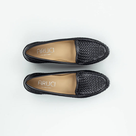 Aruci Loafer – Geflochtenes Nappa Leder Schwarz | Ledersohle | Handgefertigt in Italien