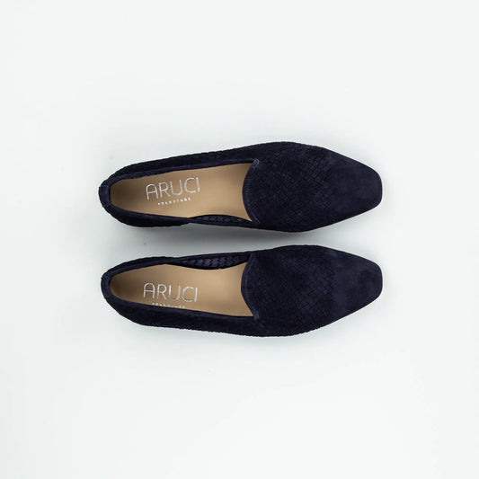 Aruci Loafer – Geflochtenes Velourleder Dunkelblau | Ledersohle | Handgefertigt in Italien