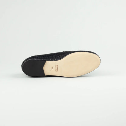 Aruci Penny Loafer – Gelochtes Geprägtes Kalbsleder Schwarz | Handarbeit aus Italien