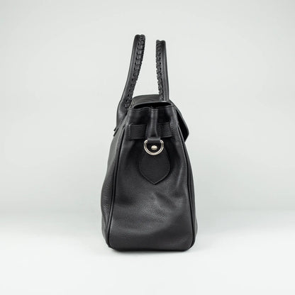 Damentasche Schwarz – Geprägtes Leder, Made in Italy