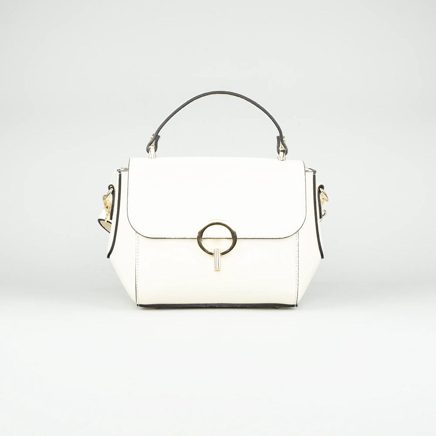 Damen Handtasche Offwhite – Geprägtes Leder, Made in Italy