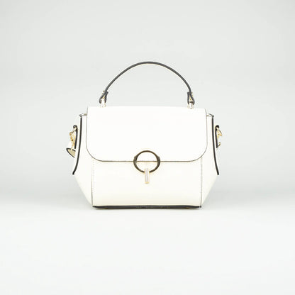 Damen Handtasche Offwhite – Geprägtes Leder, Made in Italy