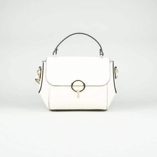 Damen Handtasche Offwhite – Geprägtes Leder, Made in Italy