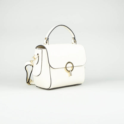 Damen Handtasche Offwhite – Geprägtes Leder, Made in Italy