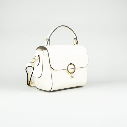 Damen Handtasche Offwhite – Geprägtes Leder, Made in Italy