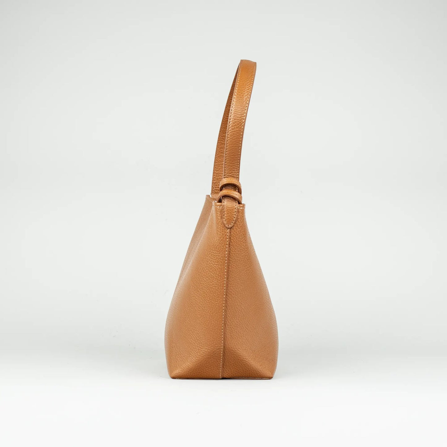 Damen Handtasche Cognac – Geprägtes Leder, Made in Italy