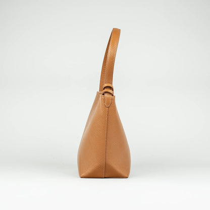 Damen Handtasche Cognac – Geprägtes Leder, Made in Italy