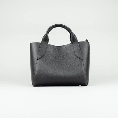 Damen Handtasche Schwarz – Leder mit Reißverschluss, Made in Italy