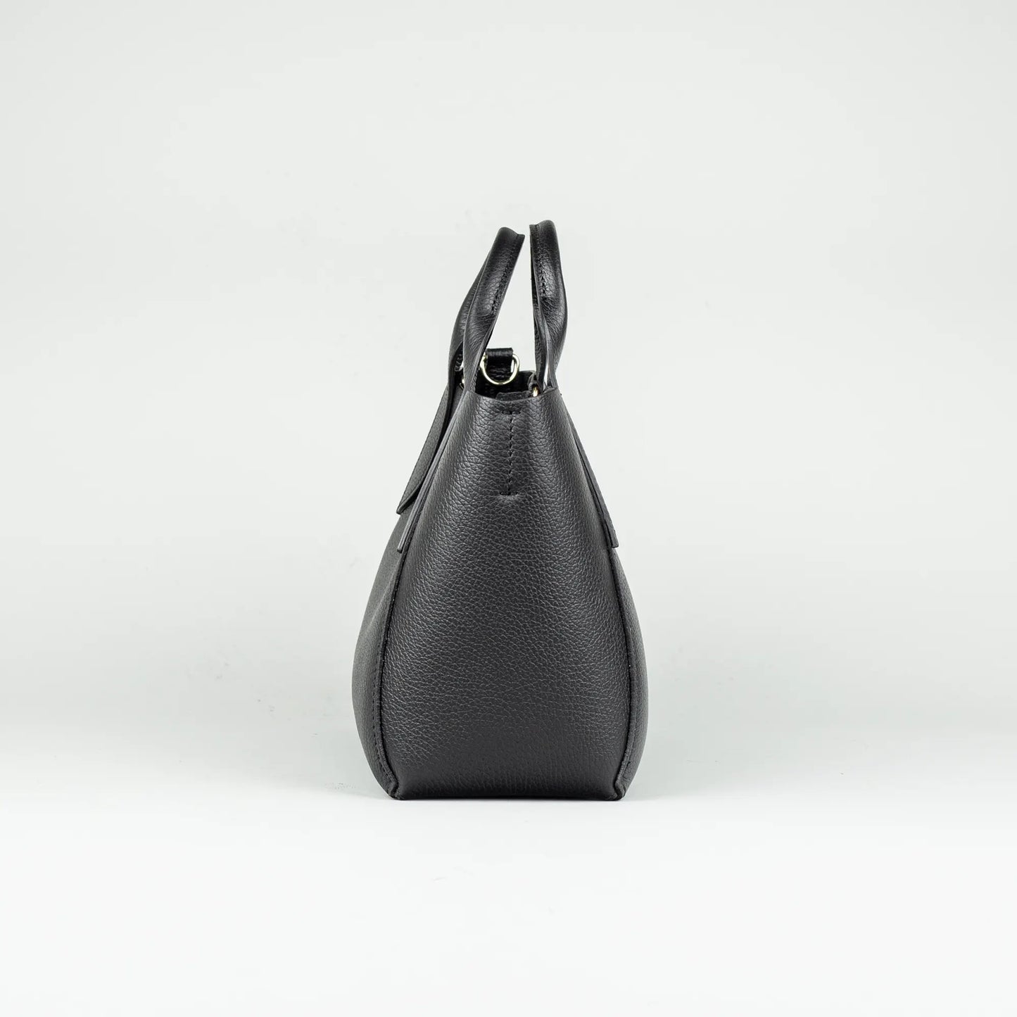 Damen Handtasche Schwarz – Leder mit Reißverschluss, Made in Italy