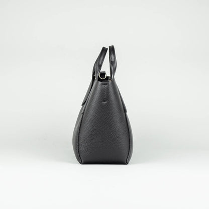 Damen Handtasche Schwarz – Leder mit Reißverschluss, Made in Italy