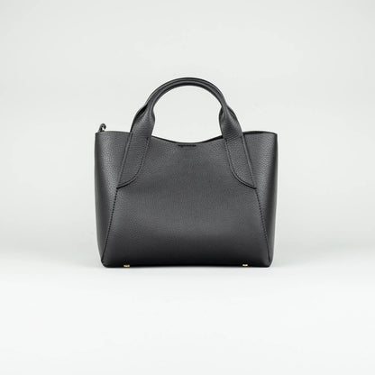 Damen Handtasche Schwarz – Leder mit Reißverschluss, Made in Italy