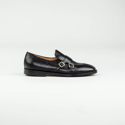 Double Monk Loafer Camerlengo – Schwarz Kalbsleder | Handmade in Italy