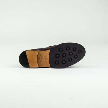 Penny Loafer Camerlengo – Braun Wildleder | Handgenähte Falten & Gold-Detail