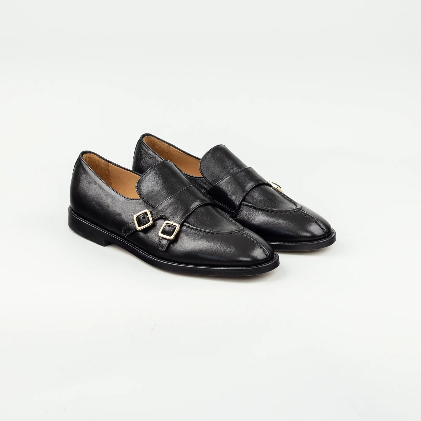 Double Monk Loafer Camerlengo – Schwarz Kalbsleder | Handmade in Italy
