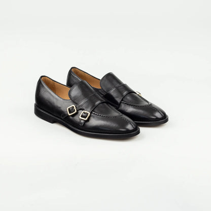 Double Monk Loafer Camerlengo – Schwarz Kalbsleder | Handmade in Italy