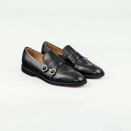 Double Monk Loafer Camerlengo – Schwarz Kalbsleder | Handmade in Italy