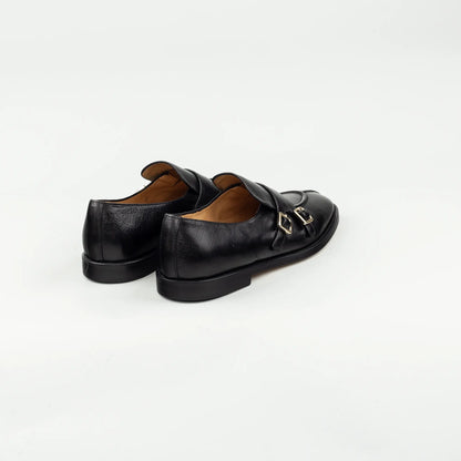 Double Monk Loafer Camerlengo – Schwarz Kalbsleder | Handmade in Italy