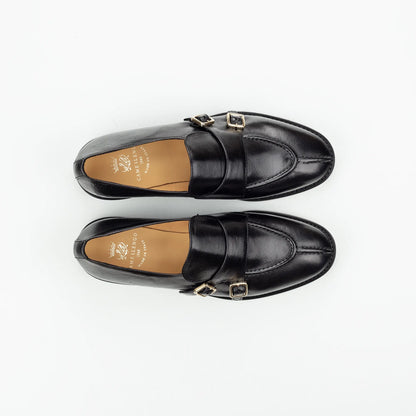 Double Monk Loafer Camerlengo – Schwarz Kalbsleder | Handmade in Italy