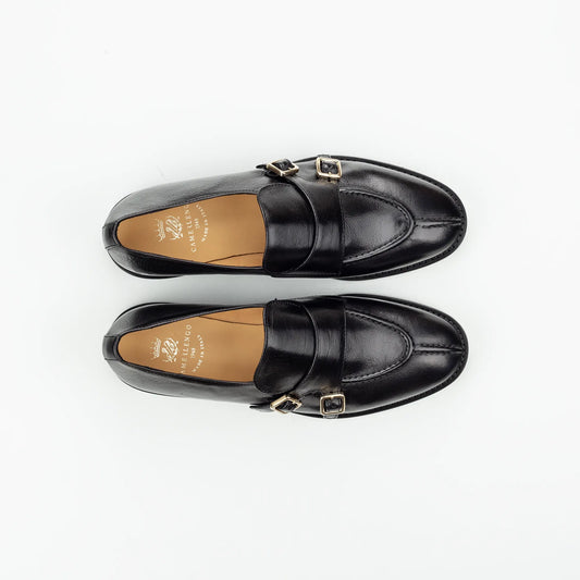 Double Monk Loafer Camerlengo – Schwarz Kalbsleder | Handmade in Italy