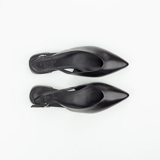 Slingback Caiman – Schwarz Kalbsleder | Handschuhweiches Leder