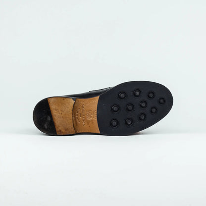 Penny Loafer Camerlengo – Schwarz Kalbsleder | Handgenähte Falten & Silber-Detail