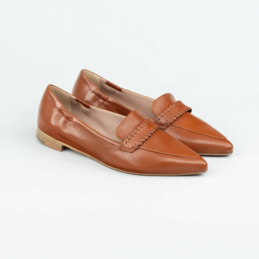 Pasari – Flacher Pump Cognac Braun | Butterweich | Handmade Italy