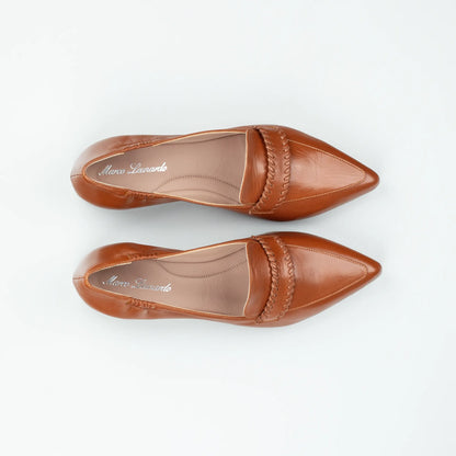 Pasari – Flacher Pump Cognac Braun | Butterweich | Handmade Italy