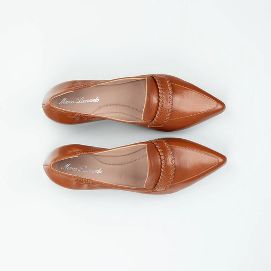 Pasari – Flacher Pump Cognac Braun | Butterweich | Handmade Italy