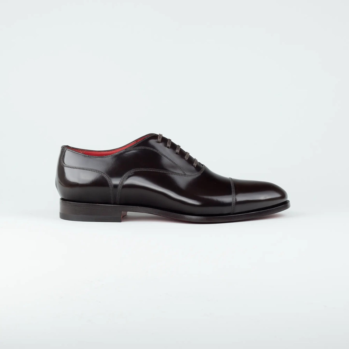 Ortigni – Oxford Captoe Dunkelbraun Kalbsleder | Rotes Lederfutter & Ledersohle | Handmade Toskana