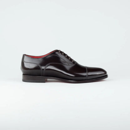 Ortigni – Oxford Captoe Dunkelbraun Kalbsleder | Rotes Lederfutter & Ledersohle | Handmade Toskana