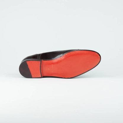 Ortigni – Oxford Captoe Dunkelbraun Kalbsleder | Rotes Lederfutter & Ledersohle | Handmade Toskana
