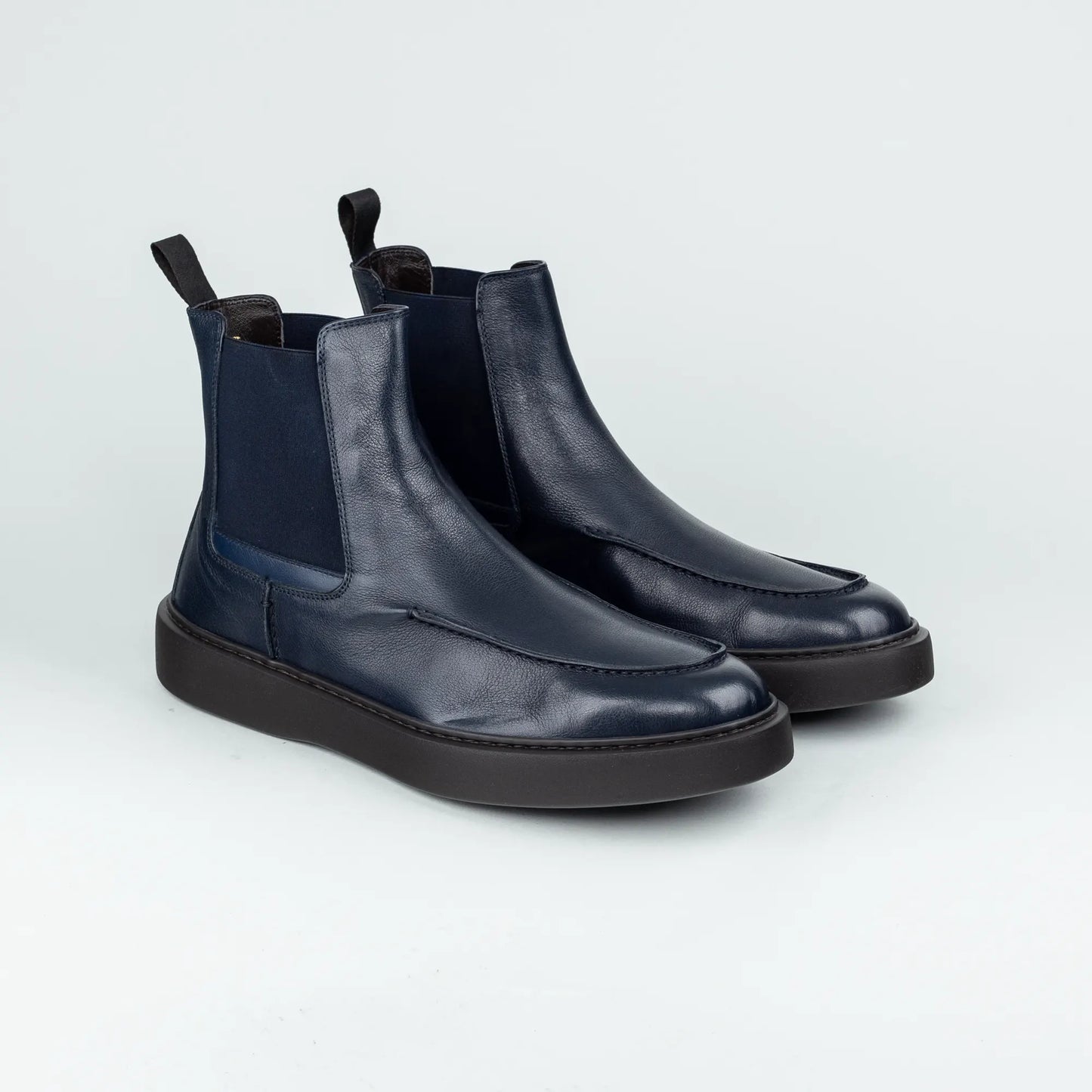Maurizi – Chelsea Boot Blaues Kalbsleder | Durchgenäht | Leichte Gummisohle | Handmade Italy