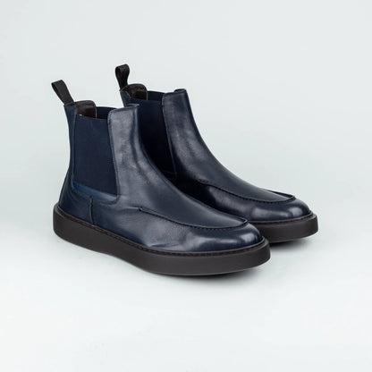 Maurizi – Chelsea Boot Blaues Kalbsleder | Durchgenäht | Leichte Gummisohle | Handmade Italy