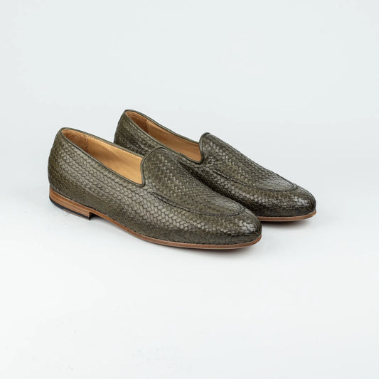 Camerlengo – Loafer Geflochten Grün | Handmade Italy | Premium Herrenschuh