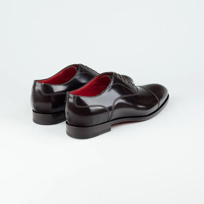 Ortigni – Oxford Captoe Dunkelbraun Kalbsleder | Rotes Lederfutter & Ledersohle | Handmade Toskana