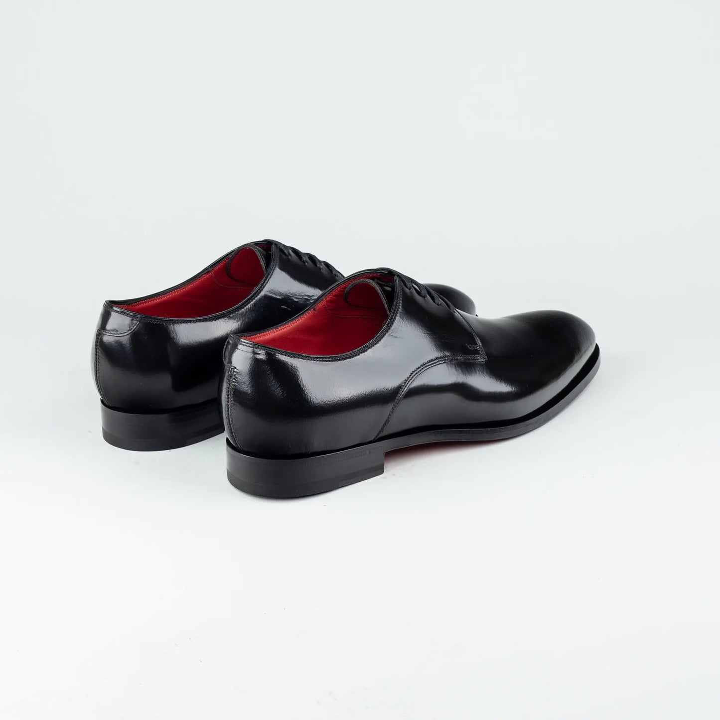 Ortigni – Derby Plain Schwarz Kalbsleder | Rotes Lederfutter & Ledersohle | Handmade Toskana
